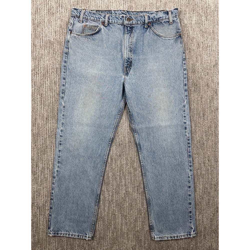 Vtg Levis 505 Mens Blue Jeans 38x30 Orange Tab Regular Fit Straight Distressed